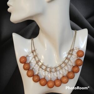 VTG ETC! Bauble Beaded Double Chain Plastron Bib Punk Castlecore Necklace